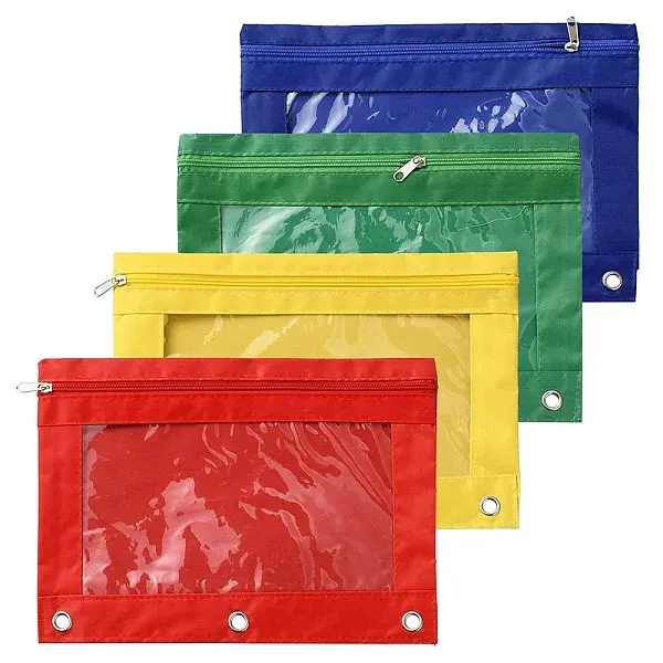 4Pcs 4 Colors Oxford Cloth with Alloy Pen Cases for 3-Ring Binder