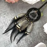 Irregular Nugget Woven Net/Web with Feather Pendant Decoration