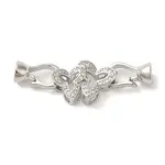 Flower Brass Micro Pave Clear Cubic Zirconia Fold Over Clasps