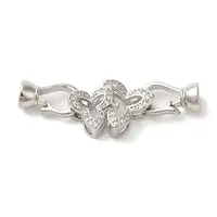 Flower Brass Micro Pave Clear Cubic Zirconia Fold Over Clasps