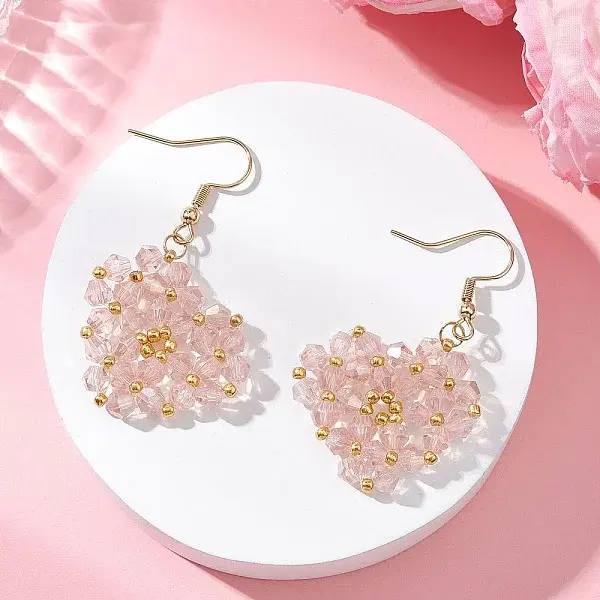 Heart Glass Dangle Earrings