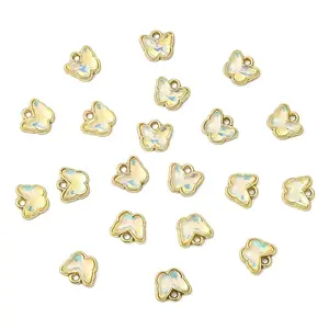 20Pcs Rack Plating Alloy Glass Charms