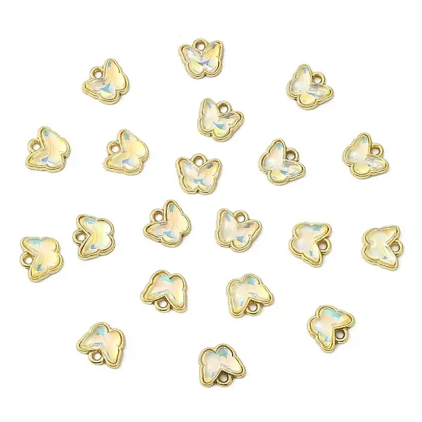 20Pcs Rack Plating Alloy Glass Charms