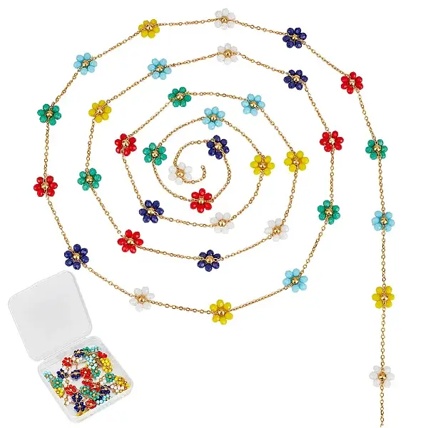 2M Flower Glass Beaded Chains