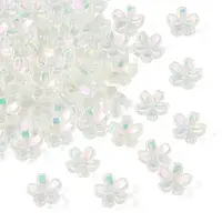 50Pcs Transparent Electroplate Glass Bead Caps