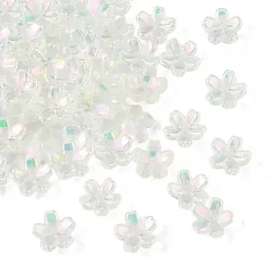 50Pcs Transparent Electroplate Glass Bead Caps