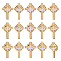 15Pcs Cross with Peace Dove Enamel Pins