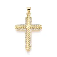 Brass Micro Pave Clear Cubic Zirconia Pendants