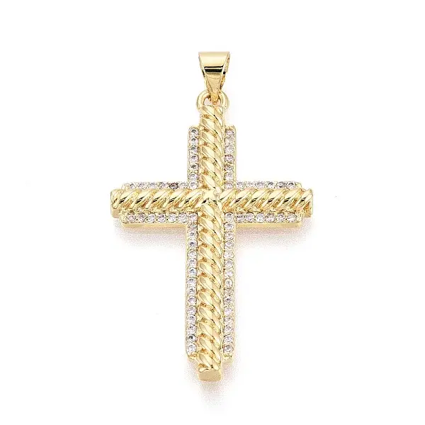 Brass Micro Pave Clear Cubic Zirconia Pendants
