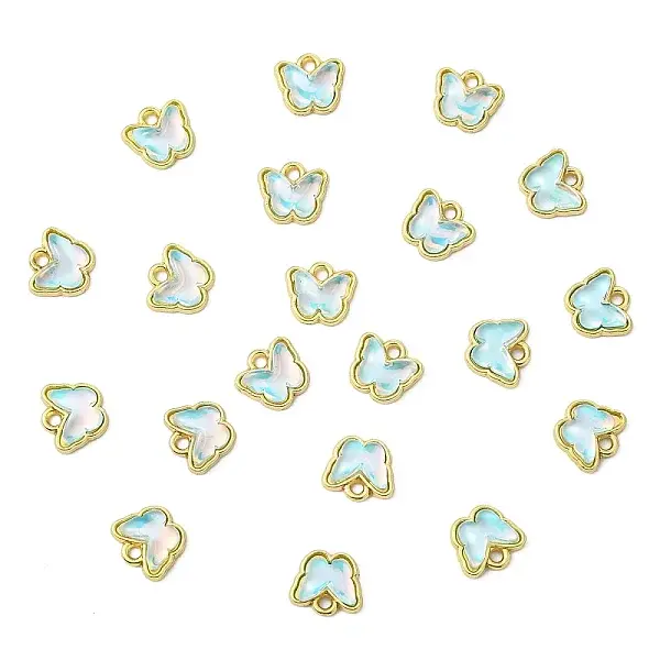 20Pcs Rack Plating Alloy Glass Charms