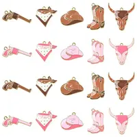 20Pcs 10 Styles West Cowboy Theme Golden Plated Alloy Enamel Pendants
