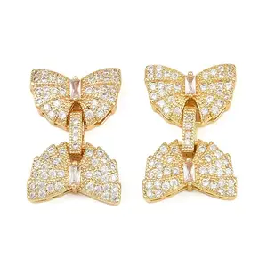 Brass Micro Pave Cubic Zirconia Fold Over Clasps