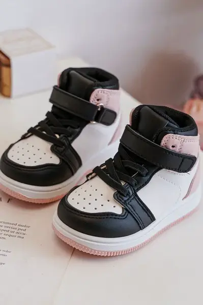 Detské vysoké tenisky bielo-ružové