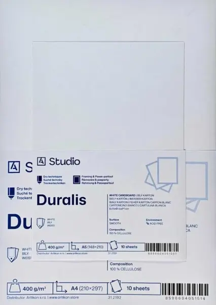 Bílý karton Duralis 400g A4, 10 listů