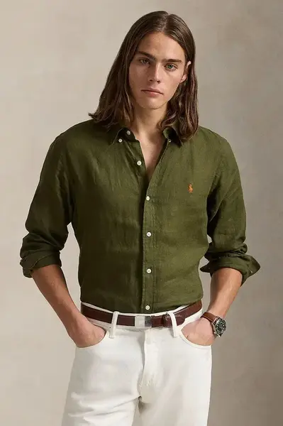 Lněná košile Polo Ralph Lauren Long Sleeve Sport Shirt