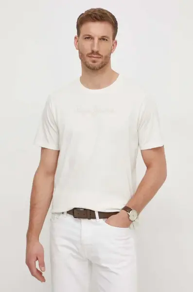 Bavlněné tričko Pepe Jeans Eggo N béžová barva, s potiskem, PM508208
