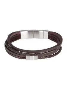 FOSSIL Náramok  tmavohnedá / strieborná