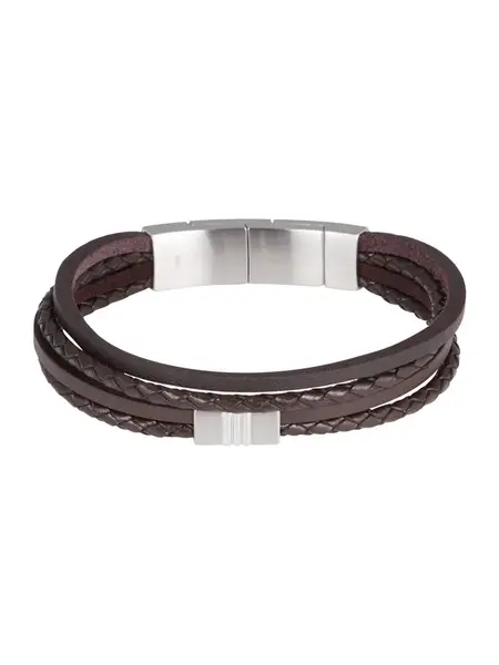 FOSSIL Náramok  tmavohnedá / strieborná