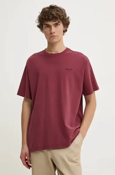 Bavlněné tričko Levi's vínová barva
