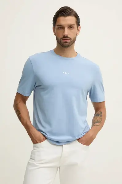 Tričko BOSS ORANGE TChup modrá barva, s potiskem, 50473278