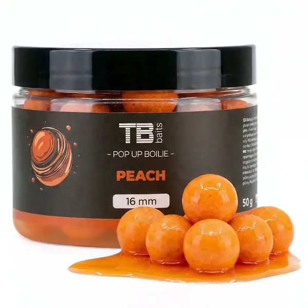 Tb baits plovoucí boilie pop-up peach + nhdc 50 g - 12 mm