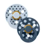 BIBS STUDIO Colour Polka cumlíky z prírodného kaučuku 2ks - veľkosť 1 - Baby Blue / Steel Blue