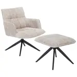 Novel KŘESLO S PODNOŽKOU, kov, textil, černá, béžová