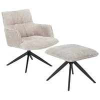 Novel KŘESLO S PODNOŽKOU, kov, textil, černá, béžová
