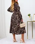 Resti Black and light brown patterned women's maxi dress