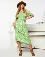 Resti Green women's midi dress with floral pattern - Clothing
