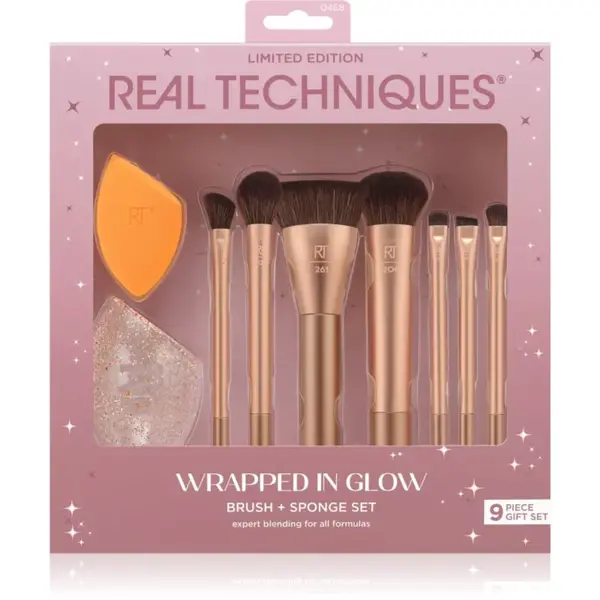 Real Techniques Wrapped In Glow Brush + Sponge Set sada štětců