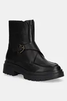 Kožené kotníkové boty Coccinelle dámské, černá barva, na plochém podpatku, E4 TD0 11 01 01 001