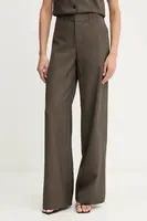 Vlněné kalhoty Miss Sixty dámské, hnědá barva, široké, high waist, 6S3PJ4040A