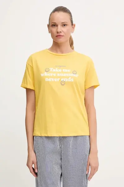 Bavlněné pyžamové tričko women'secret žlutá barva, 3279721