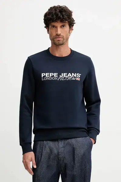Mikina Pepe Jeans pánská, tmavomodrá barva, s potiskem, PM5800029