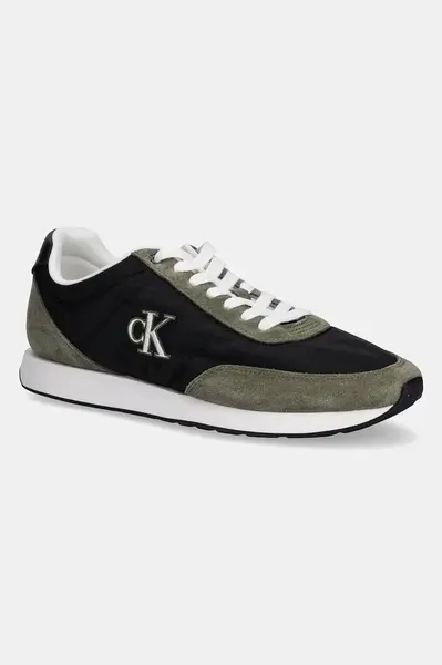 Tenisky Calvin Klein RETRO RUNNER ESS MIX MAT zelená barva, YM0YM01361