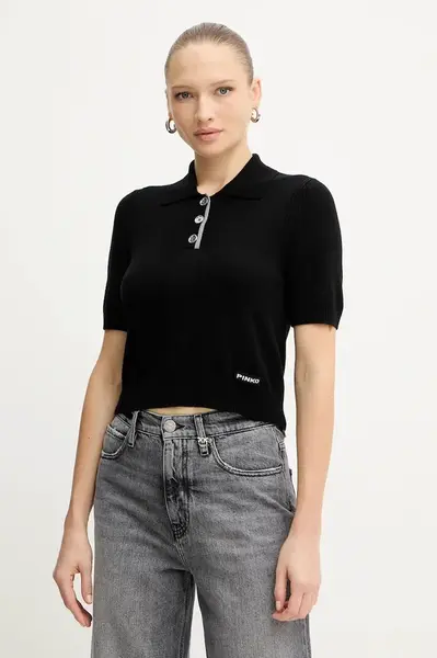 Vlněné polo tričko Pinko