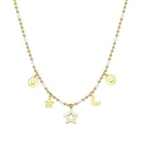 S'Agapõ Pozlacený ocelový náhrdelník s přívěsky Vibes SVB04