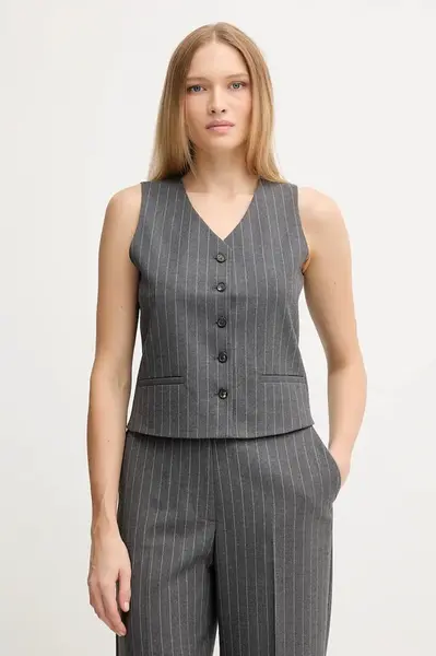 Vesta Tommy Hilfiger šedá barva, jednořadá, WW0WW46661