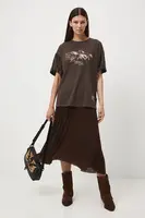 Bavlněné tričko Medicine dámské, hnědá barva