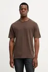 Bavlněné tričko Mos Mosh pánské, hnědá barva, 507190
