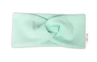 Baby Nellys Hand Made Dvouvrstvá žebrovaná čelenka, mátová, 92/98