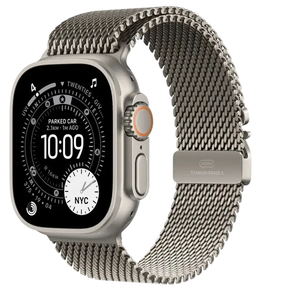 APPLE Watch Ultra 3 GPS + Cellular 49mm prírodný titán - prírodný titánový milánsky ťah - S