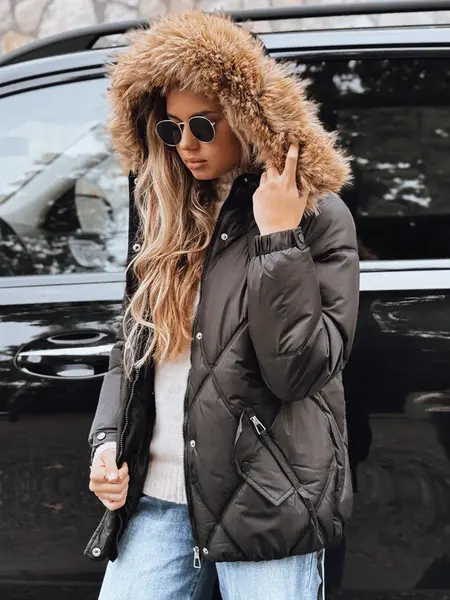 Dámska zimná pikovaná bunda s kapucňou