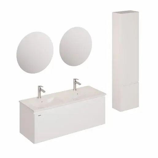 Kúpeľňová zostava s umývadlom vrátane umývadlovej batérie, vtoku a sifónu Naturel Ancona biela KSETANCONA8