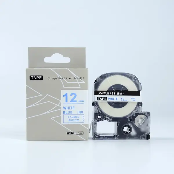 Epson LK-4WLN, SS12BW, C53S654022, 12mm x 9m, modrý tisk / bílý podklad, kompatibilní páska