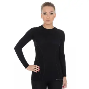 Dámské tričko Brubeck Active Wool s dlouhým rukávem Black XL