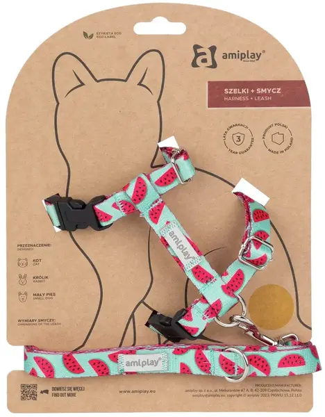 Amiplay Kšíry pro kočku s vodítkem BeHappyCat Watermelon | P58717