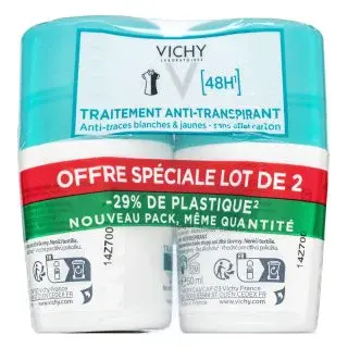 Vichy 48H Anti-Traspirant antiperspirant No White Marks & Yellow Stains Roll-On 2 x 50 ml