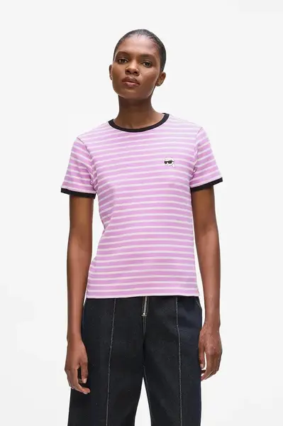 Tričko Karl Lagerfeld IKON dámské, fialová barva, A4W17060